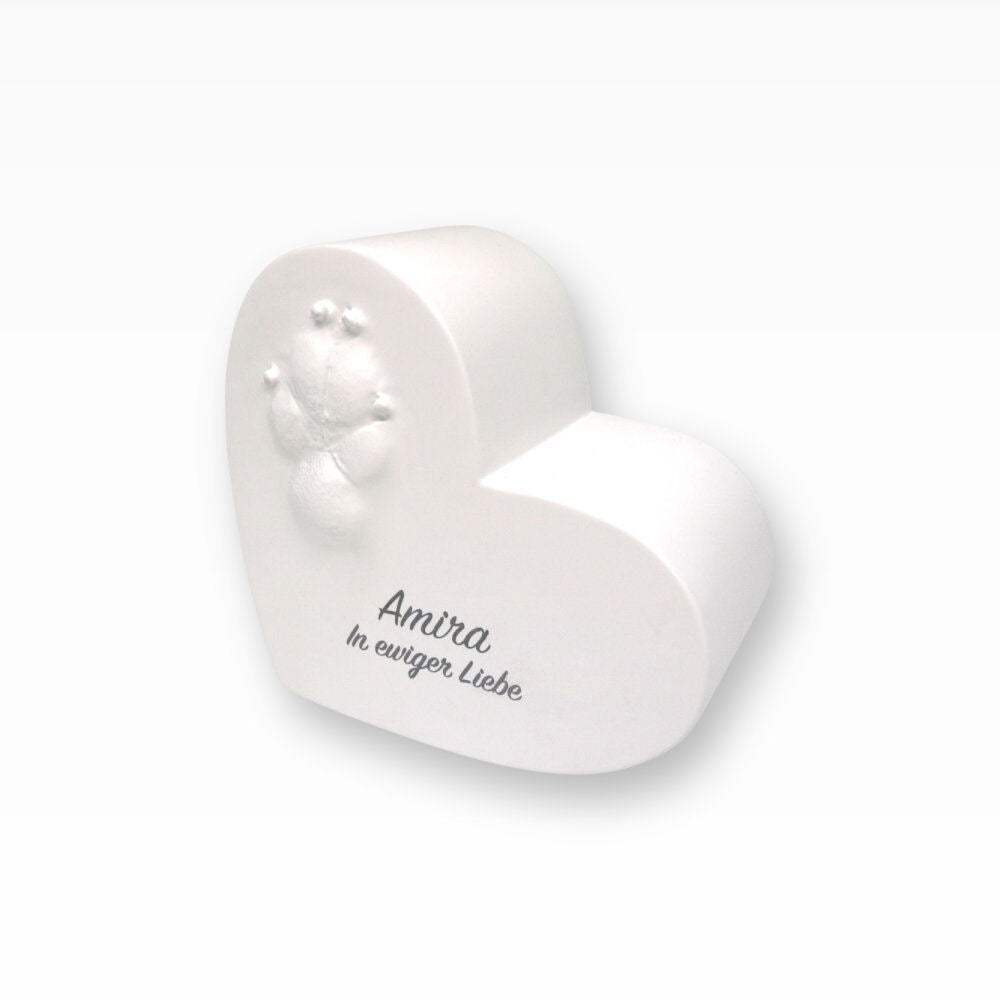 Herzurne aus Keramik mit individuellem Pfotenabdruck