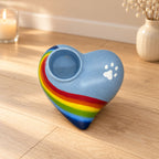 Keramikherz mit Teelicht mit Teelicht Regenbogen