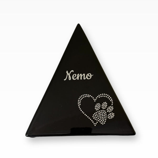 Heiso Tierurne Pyramide Elegance mit Kristallsteinchen Herz Pfote