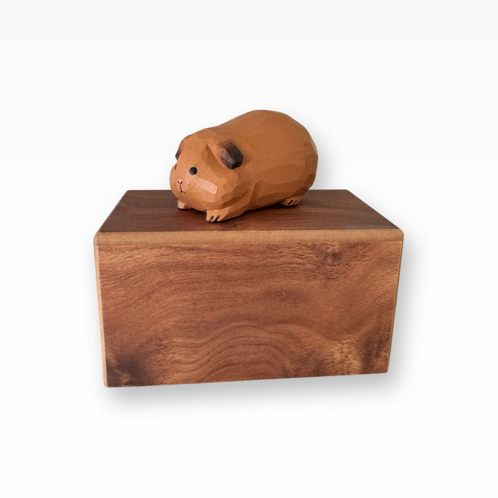 Monello Meerschweinchen-Urne aus Holz – Erinnerungsbox mit Figur