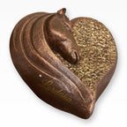 Urne für Pferde aus Keramik Herz mit Pferdekopf