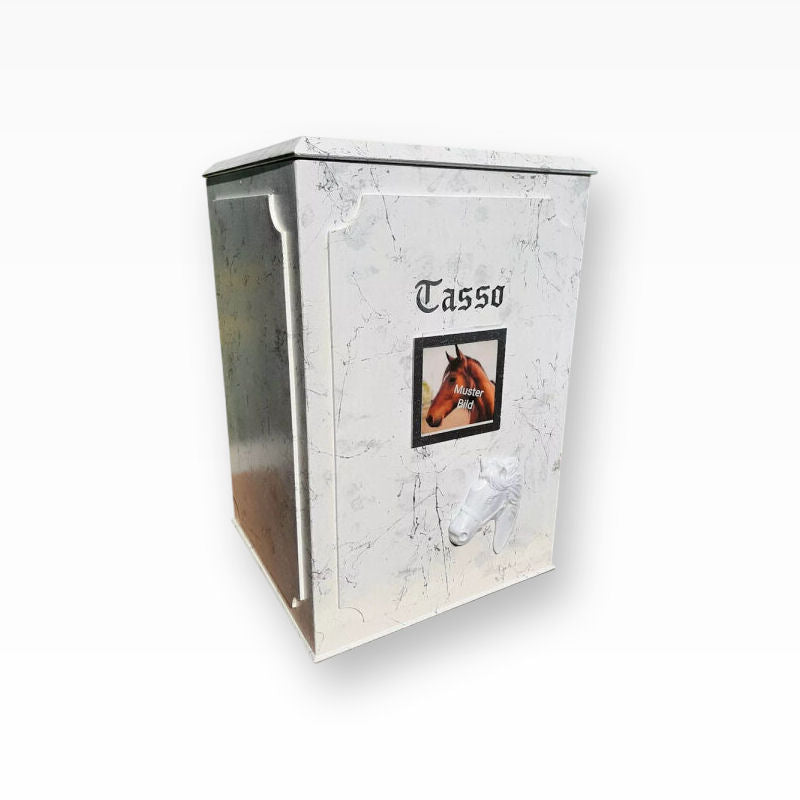 Pferdeurne Marmoroptik mit Bilderrahmen und Pferdekopf in 3D