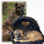 Monello® Hundeurne Hund in Engelsflügel bemalt nach Fotovorlage