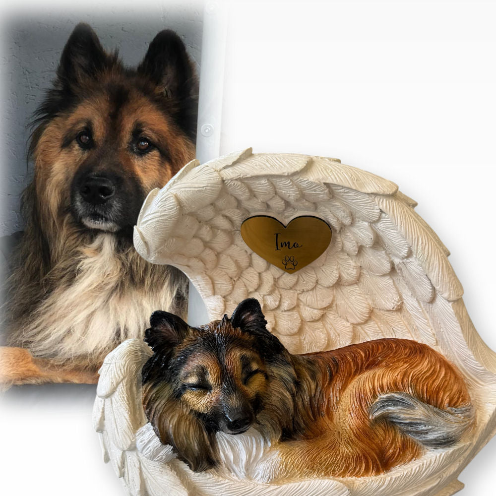 Monello® Urne für Hunde mit langem Fell bemalt nach Foto