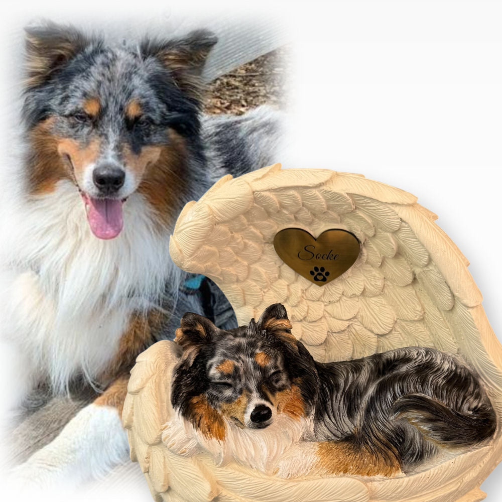 Monello® Urne für Hunde mit langem Fell bemalt nach Foto