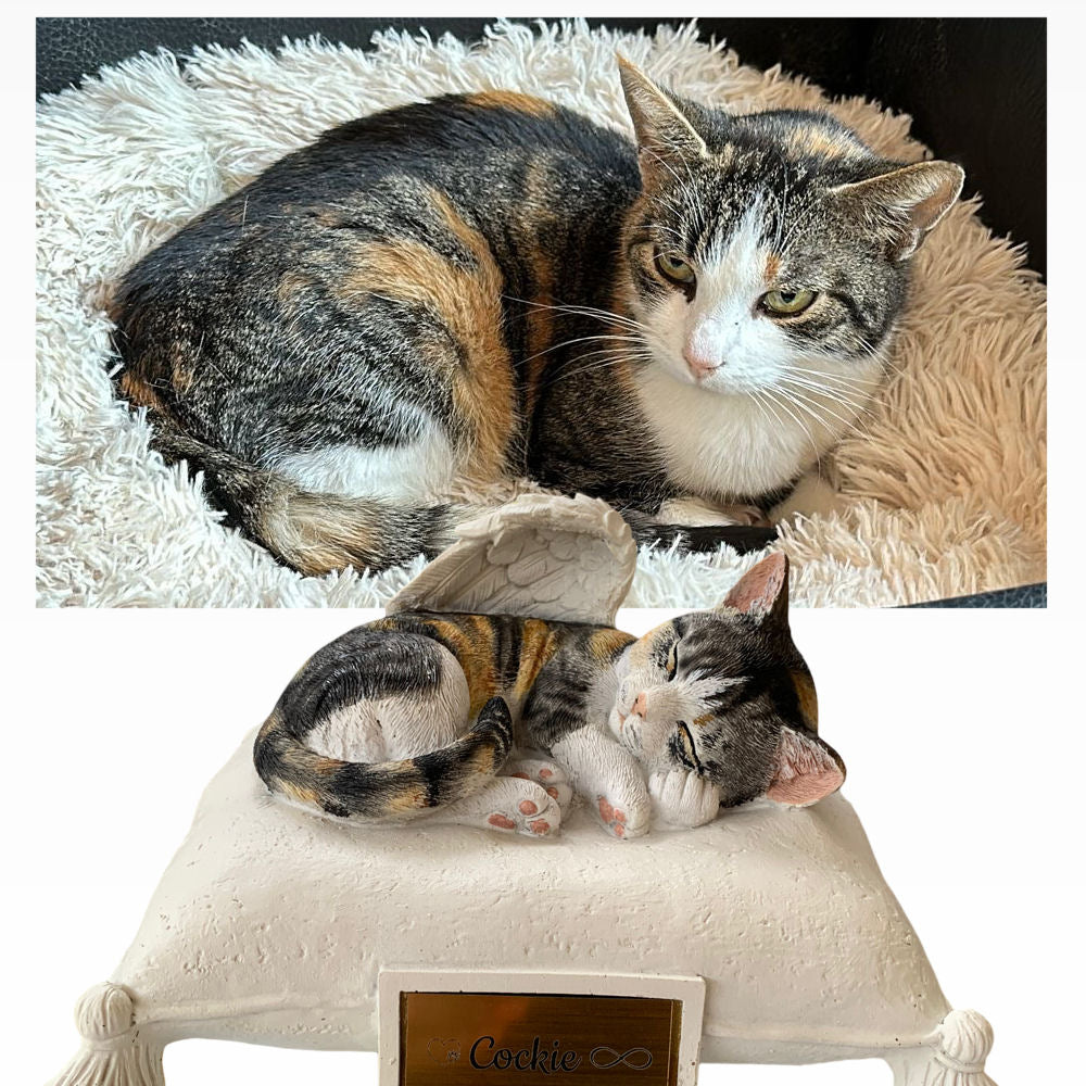 Monello® Portraiturne Katze auf Kissen bemalt nach Fotovorlage