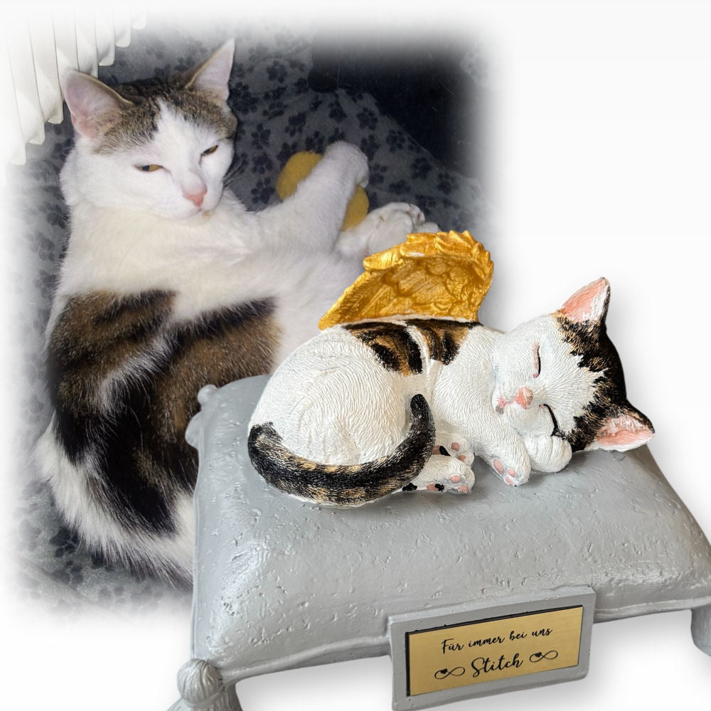 Monello® Portraiturne Katze auf Kissen bemalt nach Fotovorlage