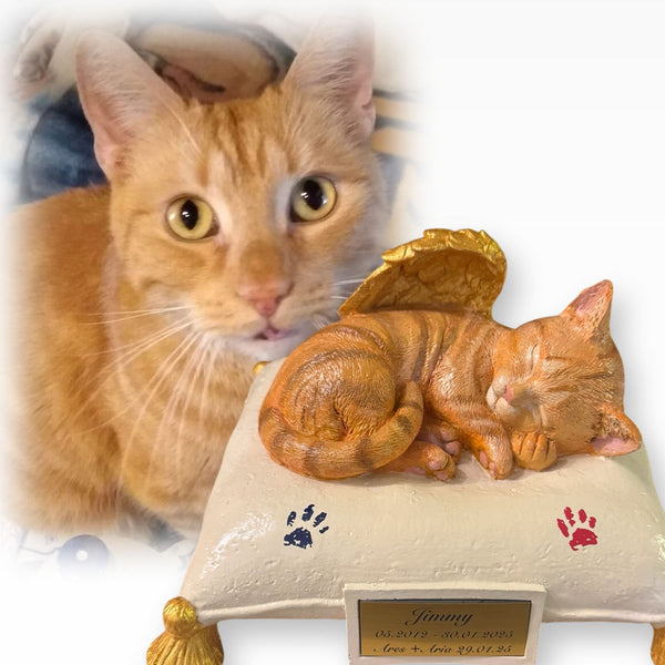 Monello® Portraiturne Katze auf Kissen bemalt nach Fotovorlage