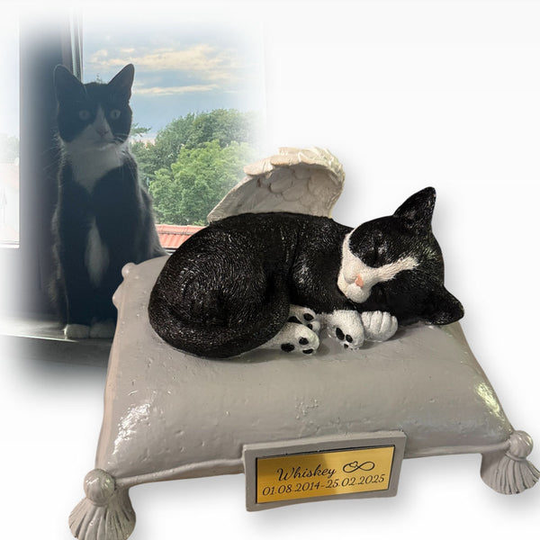 Monello® Portraiturne Katze auf Kissen bemalt nach Fotovorlage