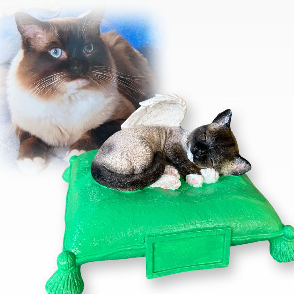 Monello® Portraiturne Katze auf Kissen bemalt nach Fotovorlage