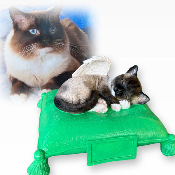 Monello® Portraiturne Katze auf Kissen bemalt nach Fotovorlage