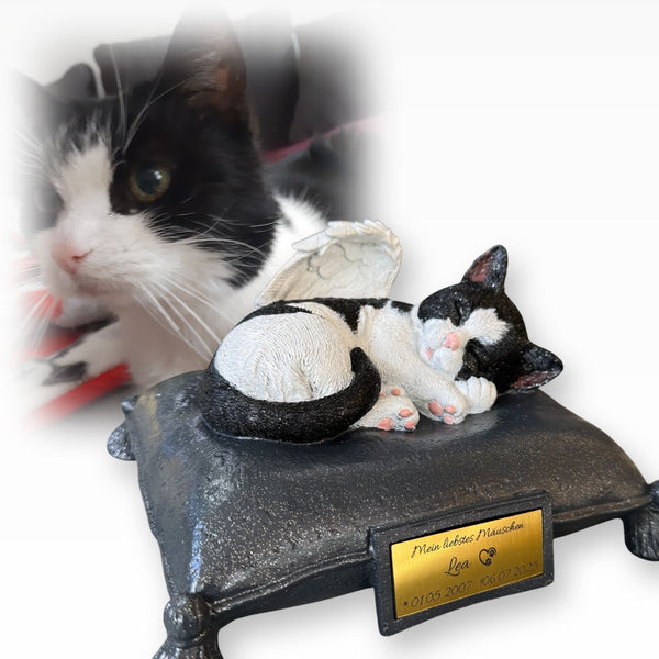 Monello® Portraiturne Katze auf Kissen bemalt nach Fotovorlage