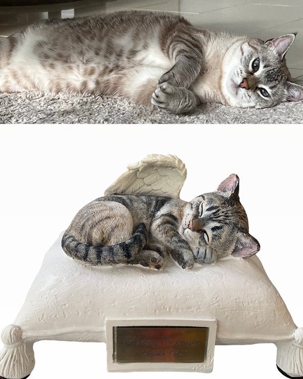 Monello® Portraiturne Katze auf Kissen bemalt nach Fotovorlage