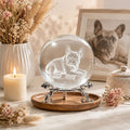 Kristallkugel Französische Bulldogge mit 3D-Lasergravur