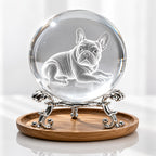 Kristallkugel Französische Bulldogge mit 3D-Lasergravur