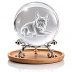 Kristallkugel Französische Bulldogge mit 3D-Lasergravur