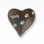 Keramikherz Tierurne Holzoptik mit Pfötchenspur