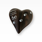 Keramikherz Tierurne Holzoptik mit Pfötchenspur