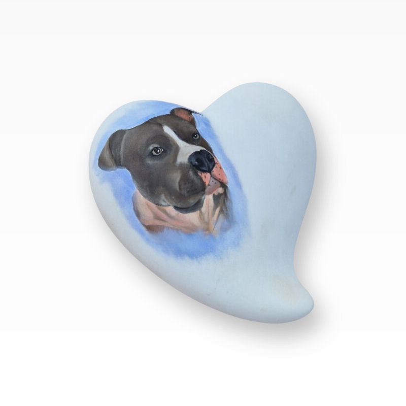 Monello Portraiturne Keramikherz Tierurne bemalt nach Foto