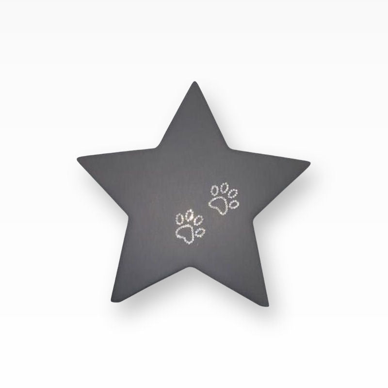 Tierurnen Stern mit Pfötchen aus Kristallsteinchen