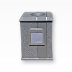 Tierurne Graugesprenkelt Silber mit Teelicht und Bilderrahmen