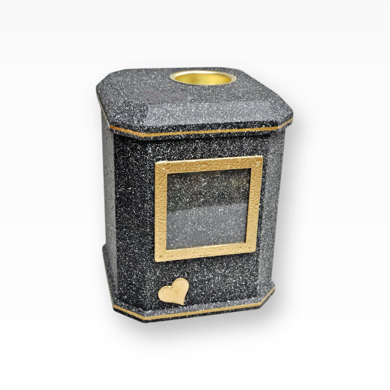 Tierurne Granit Gold mit Teelicht und Bilderrahmen