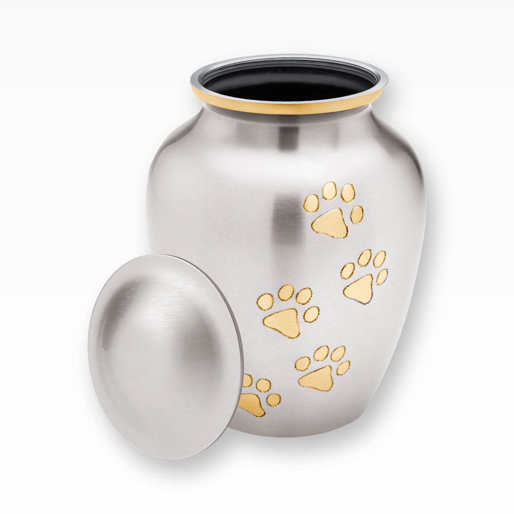 Loveurns Tierurne Classic Silber mit Pfotenspur