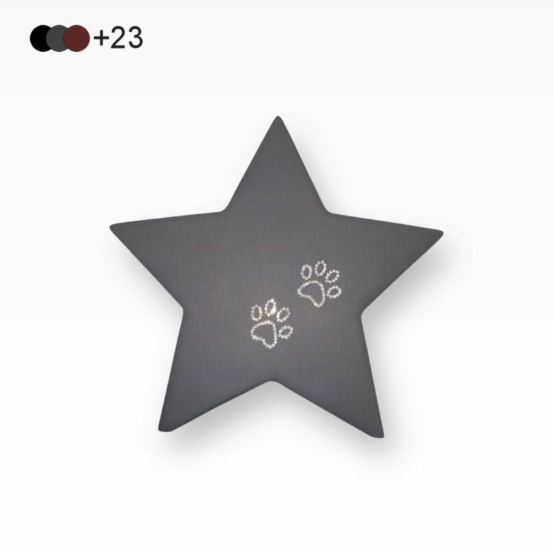 Tierurnen Stern mit Pfötchen aus Kristallsteinchen