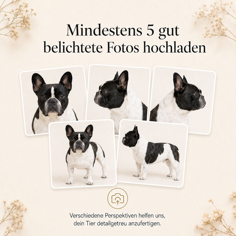 Monello® Tierurne nach Foto – individuelle Tierfigur in Engelsflügeln