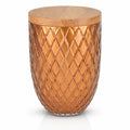 Glasurne mit Holzdeckel – Eleganz in facettierter Struktur