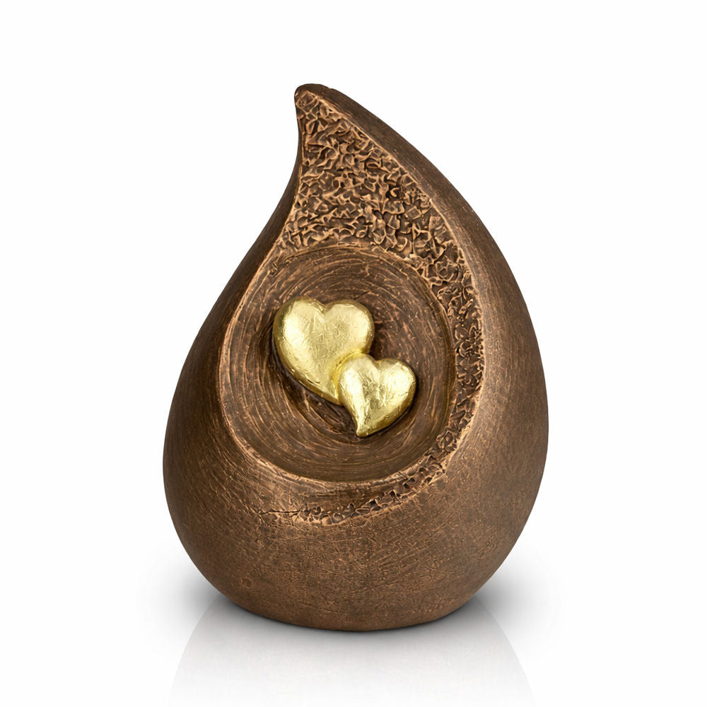 Doppelurne für die Beisetzung Keramikurne Träne mit Herzen