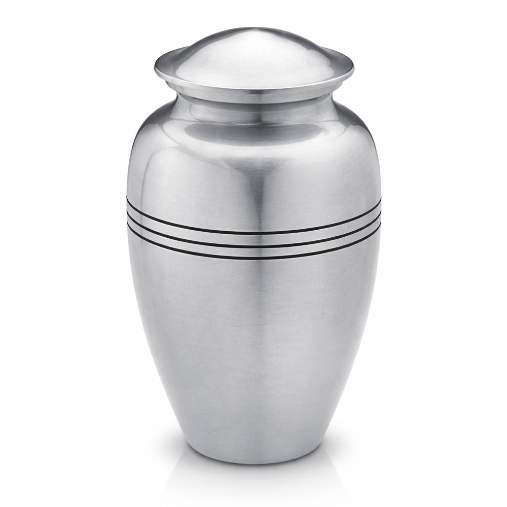 Klassische Metall-Humanurne mit Zierlinien