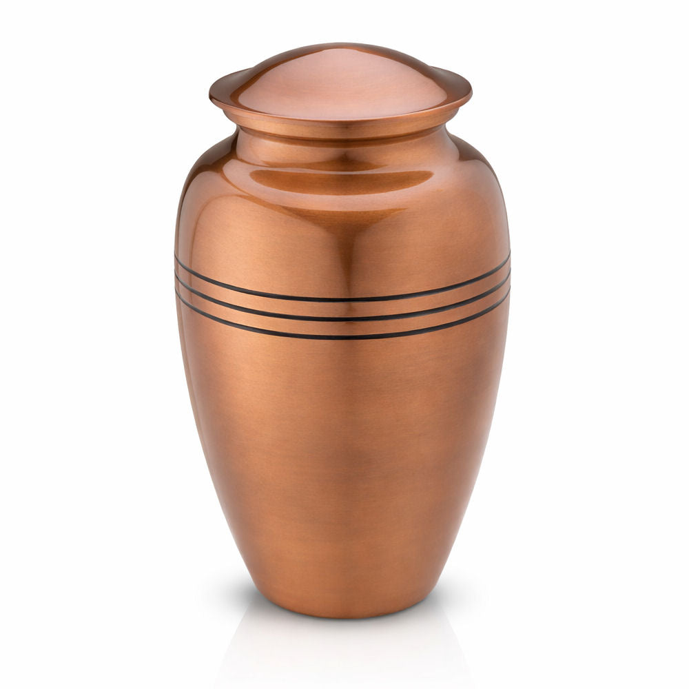 Klassische Metall-Humanurne mit Zierlinien