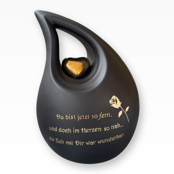 Tierurne aus Keramik Träne mit Herzchen