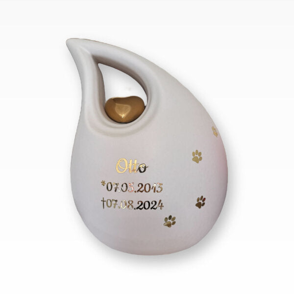 Urne aus Keramik Träne mit Herzchen